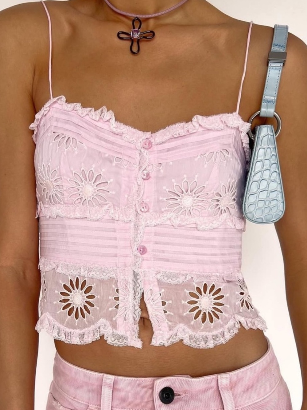 Isabel Marant Delphine embroidered cotton silk top in light pink